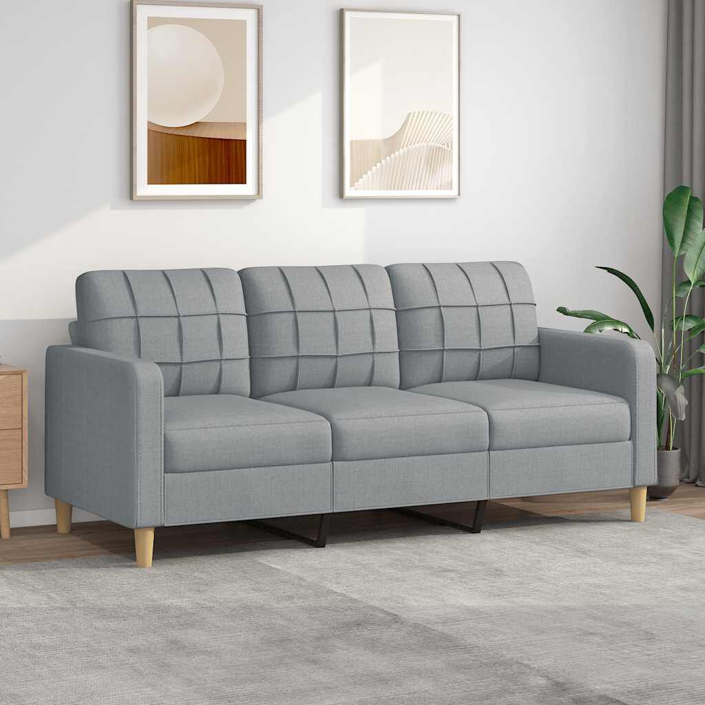 vidaXL 3-Seater Sofa Light Grey 180 cm Fabric