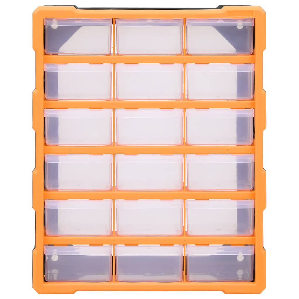 vidaXL Multi-drawer Organiser with 18 Middle Drawers 38x16x47 cm, orange and black vidaXL Multi-drawer Organiser with 18 Middle Drawers 38x16x47 cm