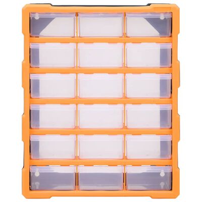 vidaXL Multi-drawer Organiser with 18 Middle Drawers 38x16x47 cm, orange and black vidaXL Multi-drawer Organiser with 18 Middle Drawers 38x16x47 cm