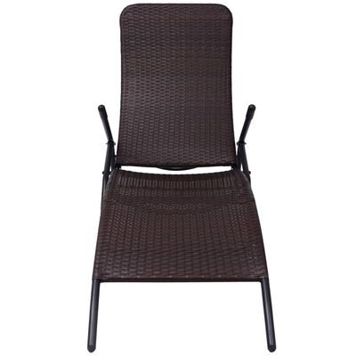 vidaXL Folding Sun Lounger Poly Rattan Brown, brown vidaXL Folding Sun Lounger Poly Rattan Brown