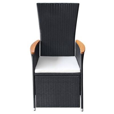 vidaXL Reclining Garden Chairs 2 pcs with Cushions Poly Rattan Black,  vidaXL Reclining Garden Chairs 2 pcs with Cushions Poly Rattan Black
