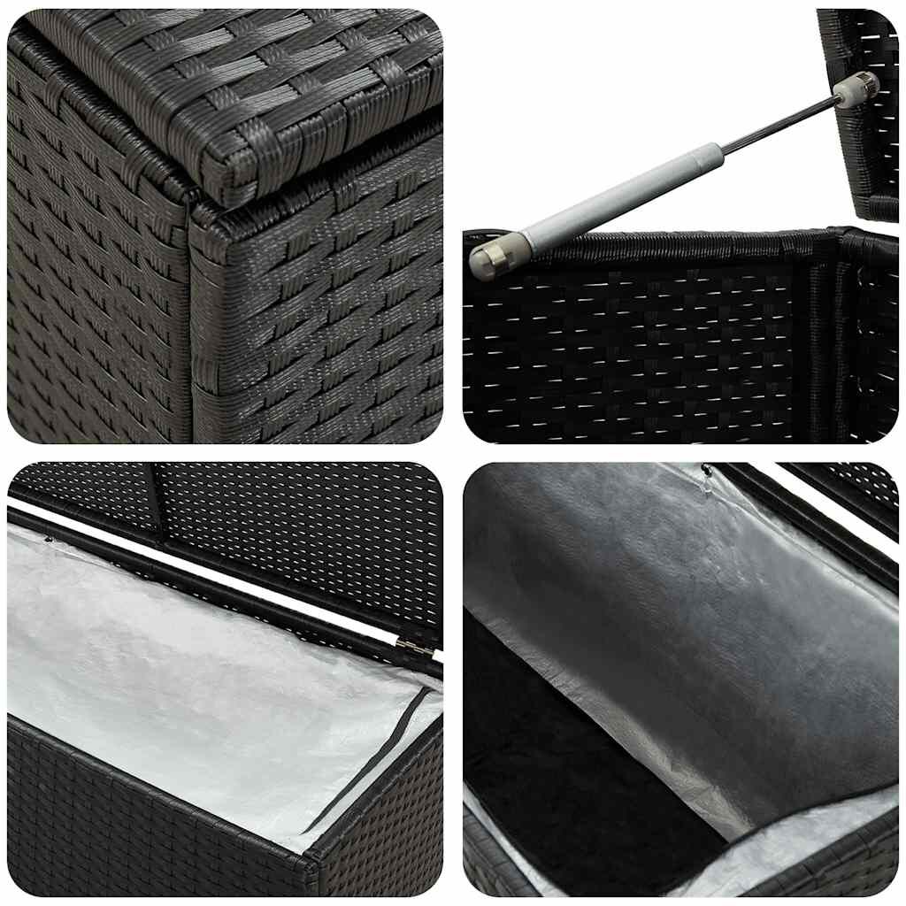 vidaXL Garden Storage Box Poly Rattan 180x90x70 cm Black