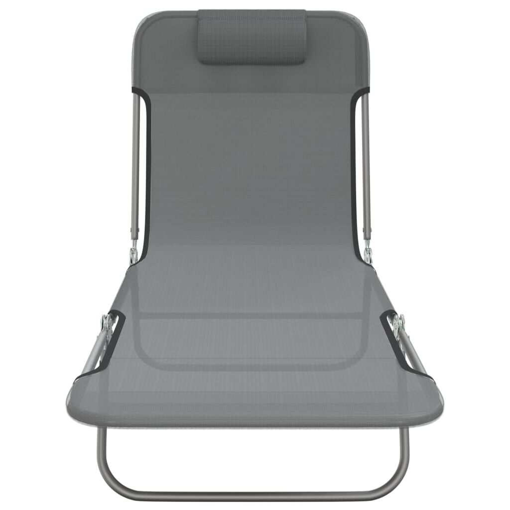 vidaXL Folding Sun Loungers 2 pcs Grey Textilene and Steel