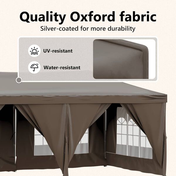 vidaXL Folding Party Tent with Sidewalls Taupe 3x6 m