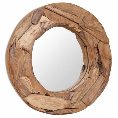 vidaXL Decorative Mirror Teak 60 cm Round,  vidaXL Decorative Mirror Teak 60 cm Round