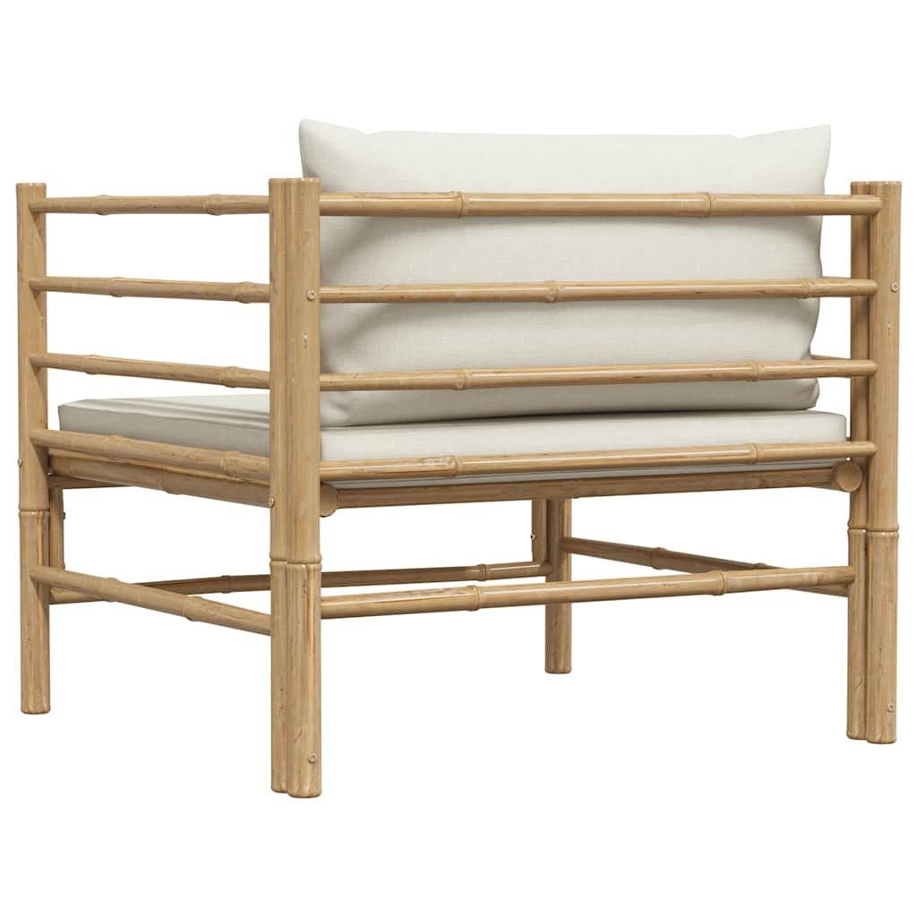 vidaXL Garden Sofa with Cream White Cushions Bamboo