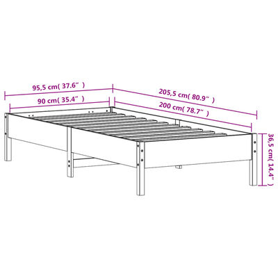 vidaXL Bed Frame White 90x200 cm Solid Wood Pine