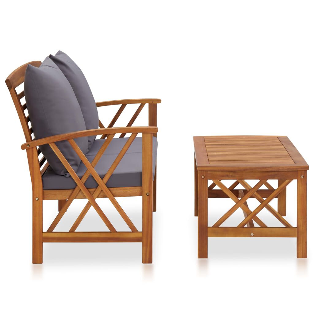vidaXL 2 Piece Garden Lounge Set with Cushions Solid Acacia Wood
