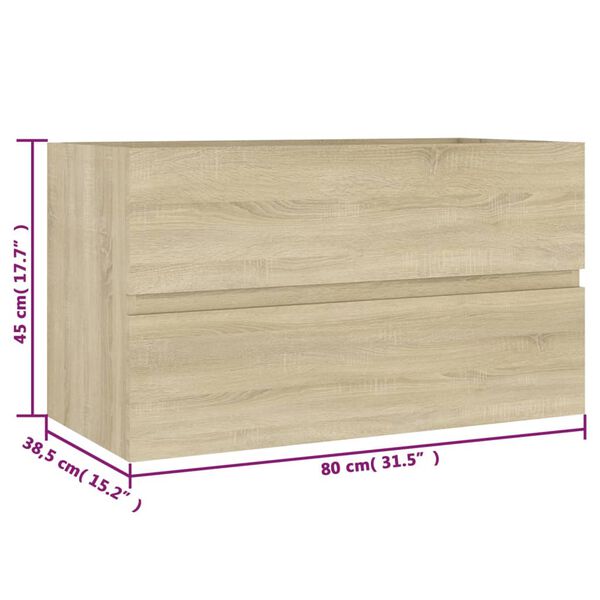 vidaXL Bathroom Furniture Set Sonoma Oak Engineered Wood