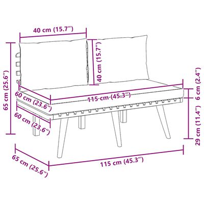 vidaXL Garden Bench with Cushions 115 cm Solid Acacia Wood,  vidaXL Garden Bench with Cushions 115 cm Solid Acacia Wood