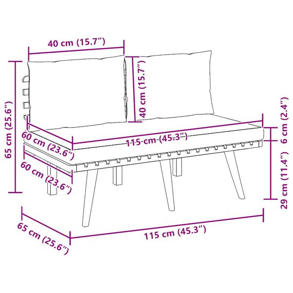 vidaXL Garden Bench with Cushions 115 cm Solid Acacia Wood