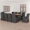 vidaXL 11 Piece Outdoor Dining Set with Cushions Poly Rattan Black