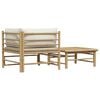 vidaXL 2 Piece Garden Lounge Set with Cream White Cushions Bamboo