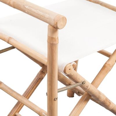 vidaXL Folding Director's Chair 2 pcs Bamboo and Canvas, white vidaXL Folding Director's Chair 2 pcs Bamboo and Canvas