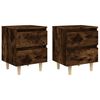 vidaXL Bed Cabinets with Solid Wood Legs 2 pcs Smoked Oak 40x35x50 cm