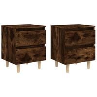 vidaXL Bed Cabinets with Solid Wood Legs 2 pcs Smoked Oak 40x35x50 cm, smoked oak vidaXL Bed Cabinets with Solid Wood Legs 2 pcs Smoked Oak 40x35x50 cm