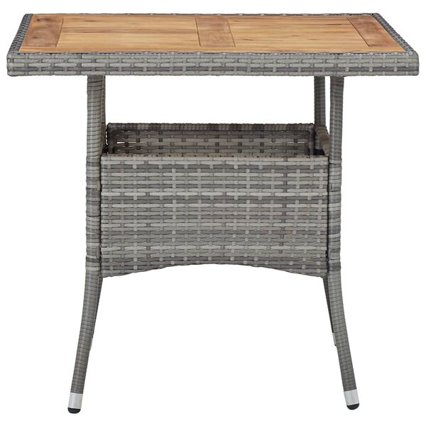 vidaXL 3 Piece Garden Dining Set Grey Poly Rattan and Acacia Wood