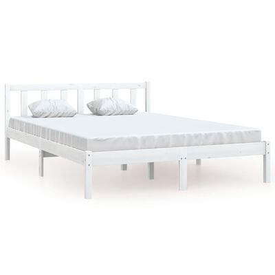 vidaXL Bed Frame without Mattress White Solid Wood 140x200 cm