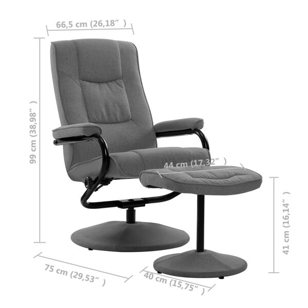 vidaXL Recliner Chair with Footrest Light Grey Fabric