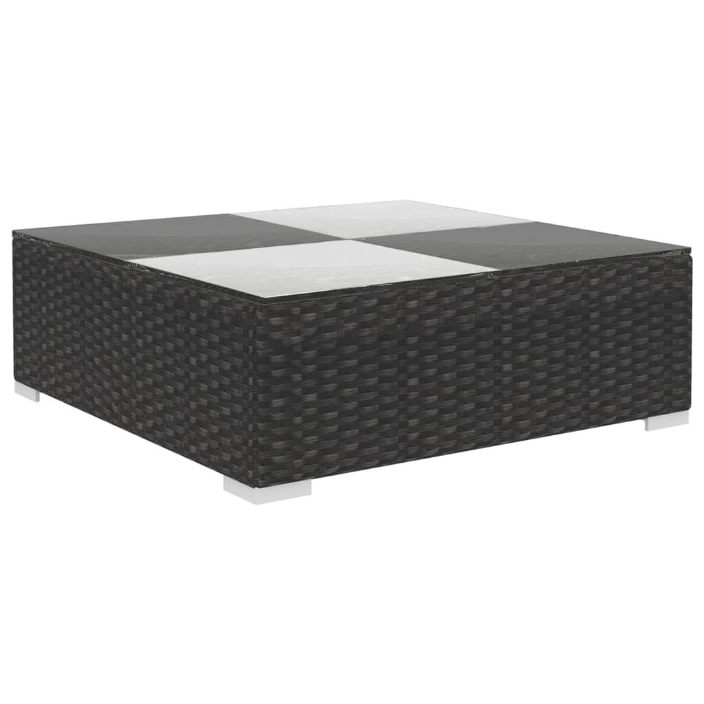 vidaXL 6 Piece Garden Lounge Set with Cushions Poly Rattan Black