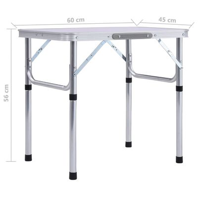 vidaXL Folding Camping Table White Aluminium 60x45 cm, white vidaXL Folding Camping Table White Aluminium 60x45 cm
