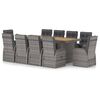 vidaXL 11 Piece Outdoor Dining Set with Cushions Poly Rattan Grey