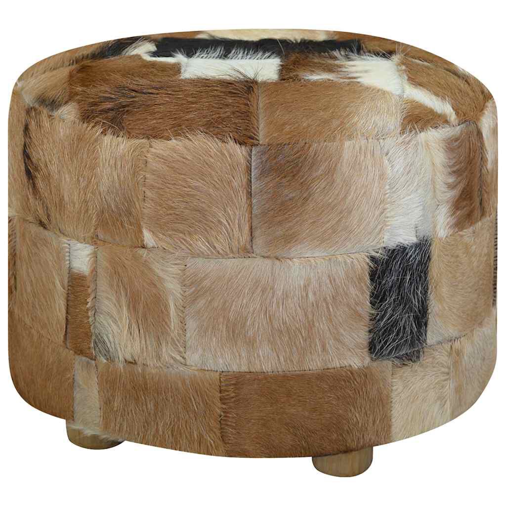 vidaXL Pouffe Genuine Leather Round 50x50x45 cm
