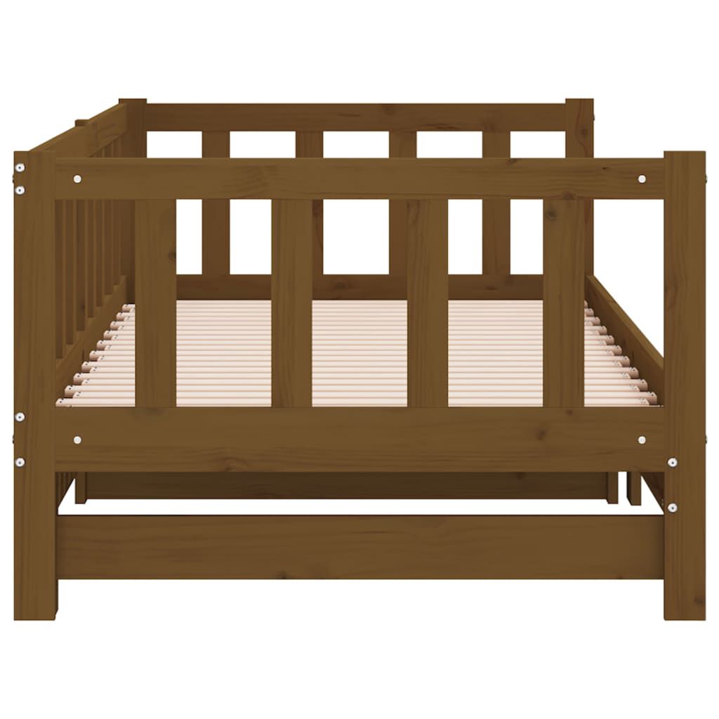 vidaXL Pull-out Day Bed without Mattress Honey Brown 2x(90x200)cm