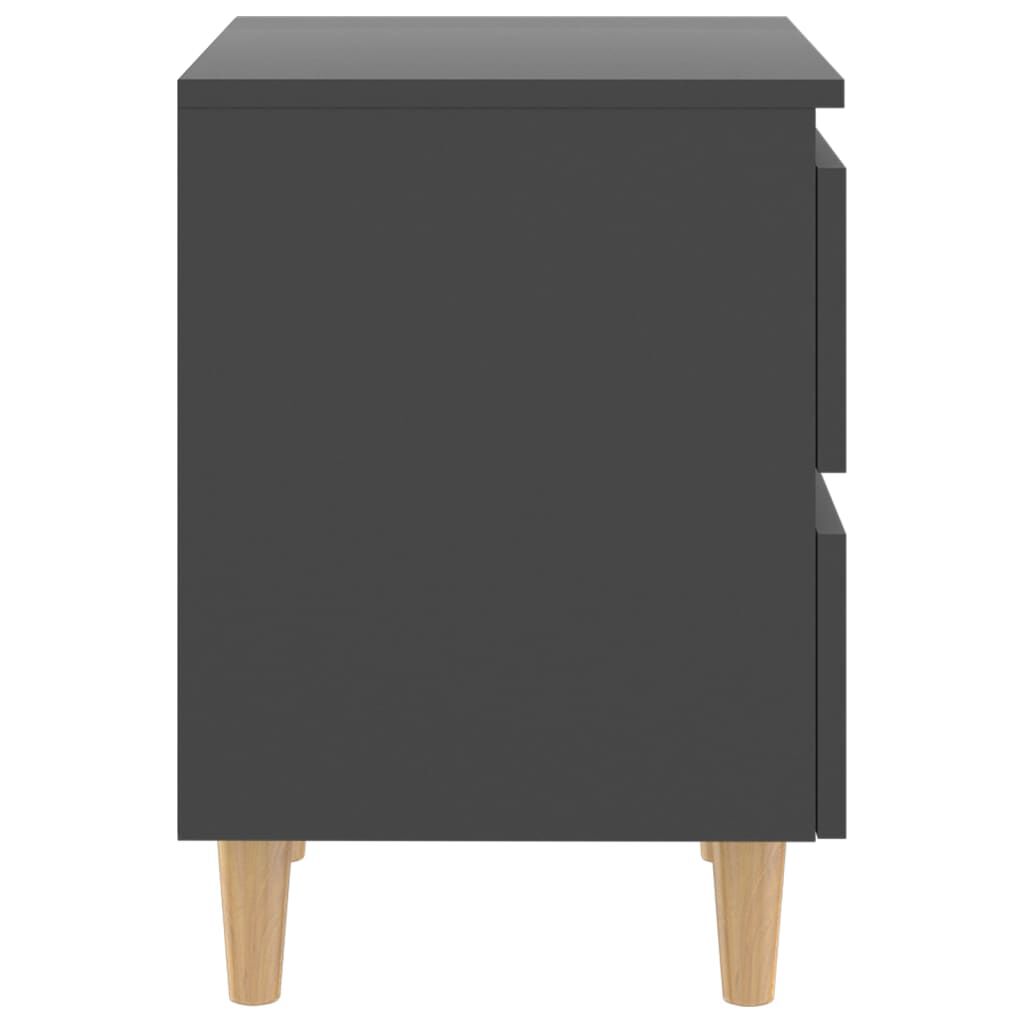 vidaXL Bed Cabinets with Solid Pinewood Legs 2 pcs Grey 40x35x50 cm
