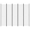 vidaXL 5-Panel Room Divider White 250x200 cm Fabric