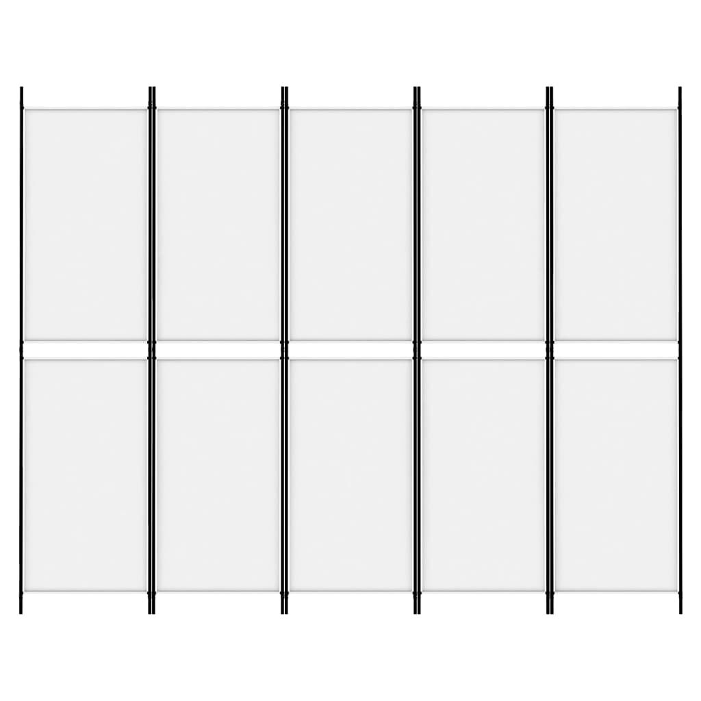 vidaXL 5-Panel Room Divider White 250x200 cm Fabric