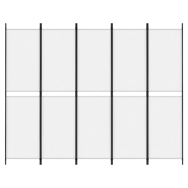 vidaXL 5-Panel Room Divider White 250x200 cm Fabric