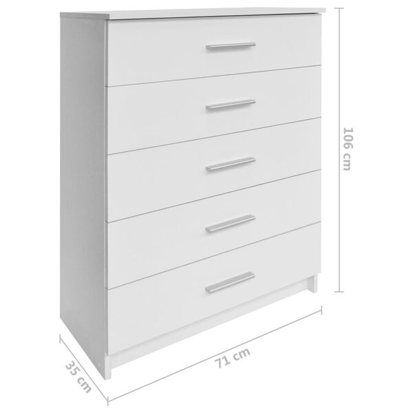 vidaXL Storage Cabinet Engineered Wood 71x35x106 cm White