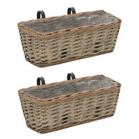 vidaXL Balcony Planter 2 pcs Wicker with PE Lining 40 cm,  vidaXL Balcony Planter 2 pcs Wicker with PE Lining 40 cm