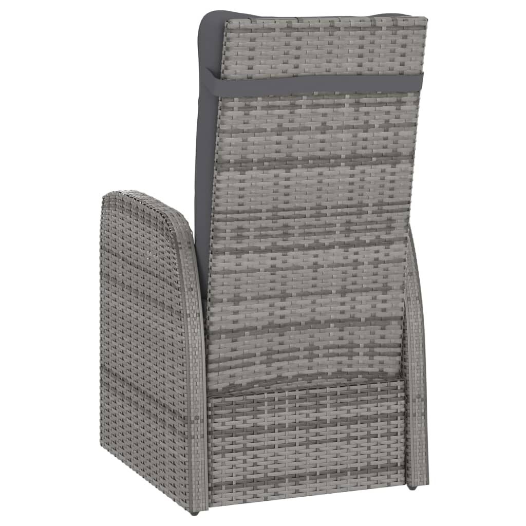 vidaXL 7 Piece Outdoor Dining Set with Cushions Poly Rattan Grey
