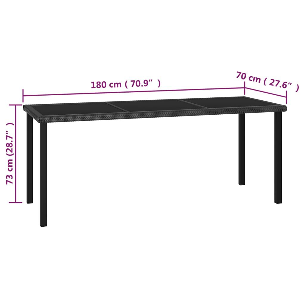 vidaXL 7 Piece Garden Dining Set Poly Rattan Black