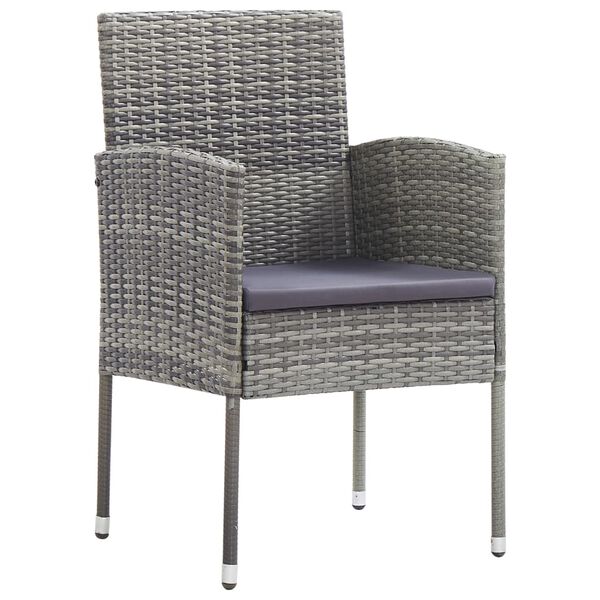 vidaXL 7 Piece Garden Dining Set Poly Rattan Anthracite & Grey