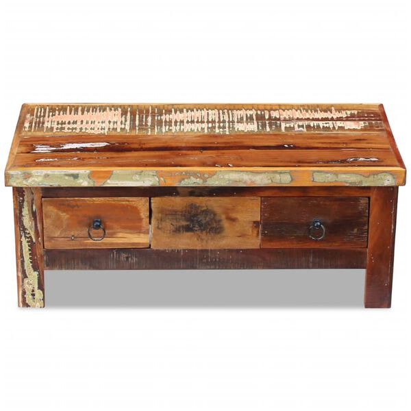 vidaXL Coffee Table Drawers Solid Reclaimed Wood 90x45x35 cm