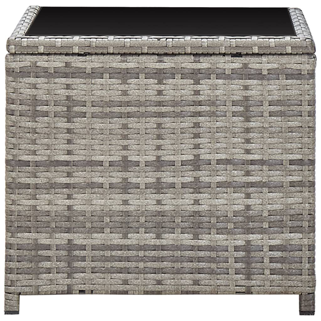 vidaXL Coffee Table Grey 45x45x40 cm Poly Rattan and Glass