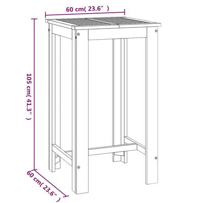 vidaXL Garden Bar Table 60x60x105 cm Solid Wood Acacia,  vidaXL Garden Bar Table 60x60x105 cm Solid Wood Acacia
