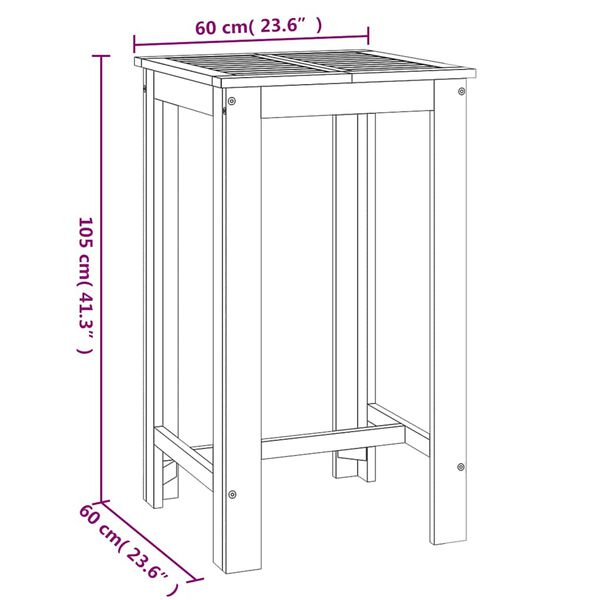 vidaXL Garden Bar Table 60x60x105 cm Solid Wood Acacia