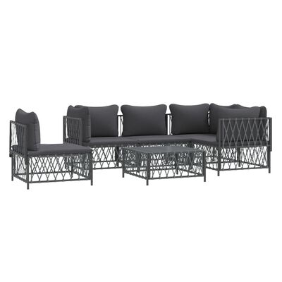 vidaXL 6 Piece Garden Lounge Set with Cushions Anthracite Steel, anthracite vidaXL 6 Piece Garden Lounge Set with Cushions Anthracite Steel