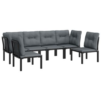 vidaXL 6 Piece Garden Lounge Set Black and Grey Poly Rattan,  vidaXL 6 Piece Garden Lounge Set Black and Grey Poly Rattan