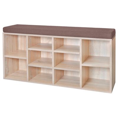 Shoe Storage Bench 10 Compartments Oak Colour, brown Shoe Storage Bench 10 Compartments Oak Colour