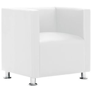 vidaXL Cube Armchair White Faux Leather
