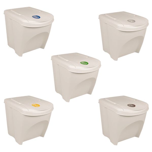 vidaXL Stackable Garbage Bin Boxes 3 pcs White 75 L Polypropylene