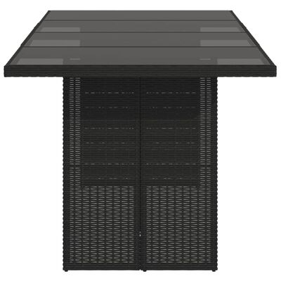 vidaXL Garden Table with Glass Top Black 190x80x74 cm Poly Rattan, black vidaXL Garden Table with Glass Top Black 190x80x74 cm Poly Rattan