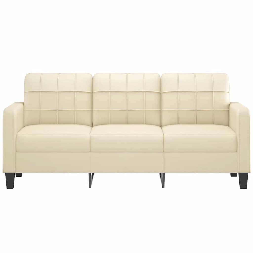 vidaXL 3-Seater Sofa Cream 180 cm Faux Leather
