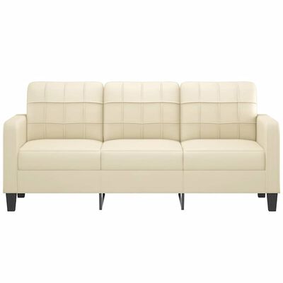 vidaXL 3-Seater Sofa Cream 180 cm Faux Leather, cream vidaXL 3-Seater Sofa Cream 180 cm Faux Leather