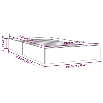 vidaXL Bed Frame without Mattress White Solid Wood 100x200 cm, white vidaXL Bed Frame without Mattress White Solid Wood 100x200 cm